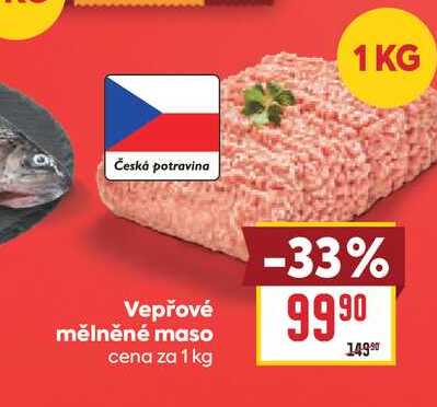 Vepřové mělněné maso cena za 1 kg 