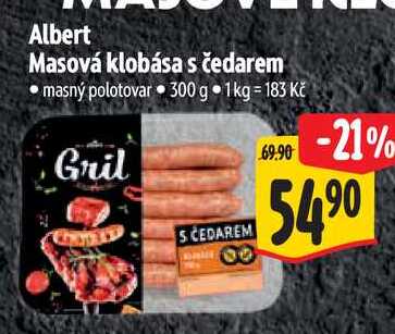 Albert Masová klobása s čedarem, 300 g 