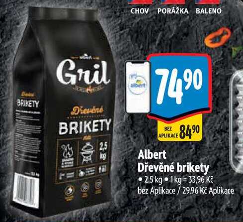 Albert Dřevěné brikety, 2,5 kg 