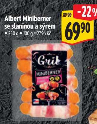 Albert Miniberner se slaninou a sýrem, 250 g  
