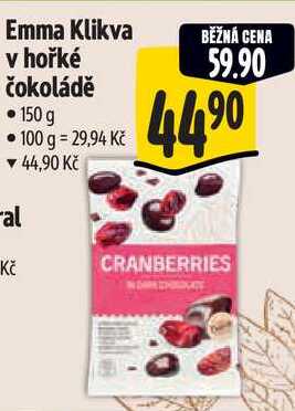 Emma Klikva v hořké čokoládě, 150 g 