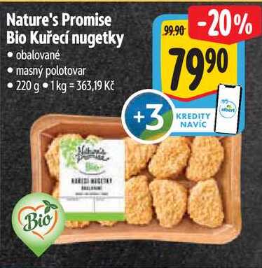 Nature's Promise Bio Kuřecí nugetky, 220 g