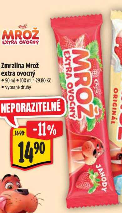 Zmrzlina Mrož extra ovocný, 50 ml