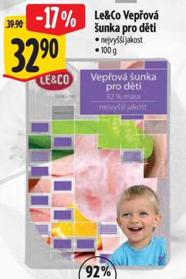 Le&Co Vepřová šunka pro děti, 100 g
