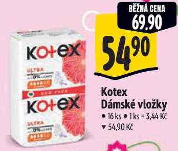 Kotex Dámské vložky, 16 ks 