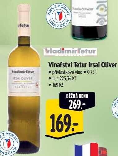 Vinařství Tetur Irsai Oliver, 0,75 l