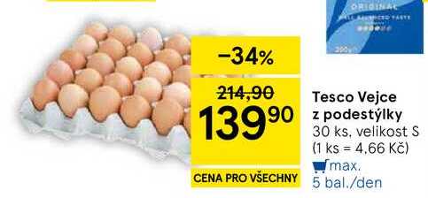 Tesco Vejce z podestýlky, 30 ks, velikost S 