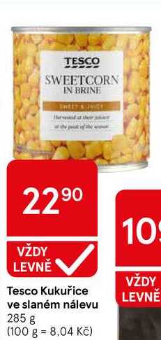 Tesco Kukuřice ve slaném nálevu, 285 g 