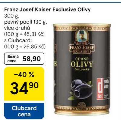 Franz Josef Kaiser Exclusive Olivy, 300 g. pevný podíl 130 g 