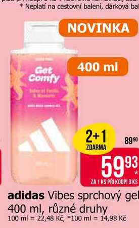 adidas Vibes sprchový gel 400 ml, různé druhy