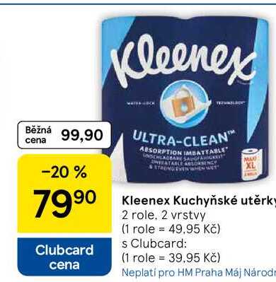 Kleenex Kuchyňské utěrky, 2 role. 2 vrstvy  