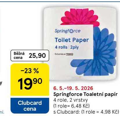 Springforce Toaletní papír, 4 role, 2 vrstvy 