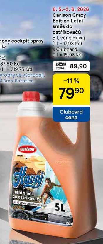 Carlson Crazy Edition Letní směs do ostřikovačů, 5 I, vůně Havaj 