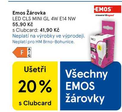 Emos Žárovka, LED CLS MINI GL 4W E14 NW  