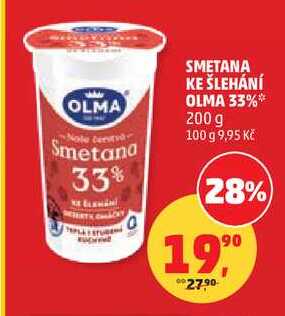 OLMA SMETANA KE ŠLEHÁNÍ OLMA 33%, 200 g 