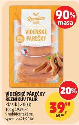 VÍDEŇSKÉ PÁREČKY ŘEZNÍKŮV TALÍŘ klasik, 200 g 