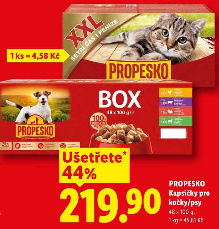 PROPESKO Kapsičky pro kočky/psy 48 x 100 g