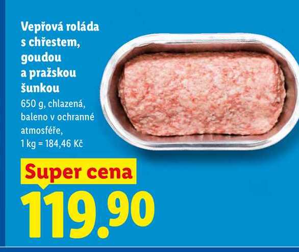 Vepřová roláda s chřestem, goudou a pražskou šunkou, 650 g 