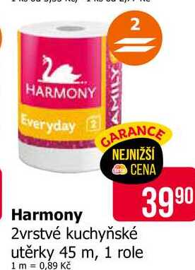 HARMONY 2vrstvé kuchyňské utěrky 45 m, 1 role