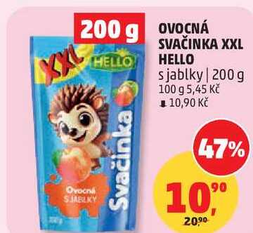 OVOCNÁ SVAČINKA XXL HELLO s jablky, 200 g 