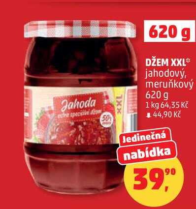 DŽEM XXL jahodový, meruňkový, 620 g 