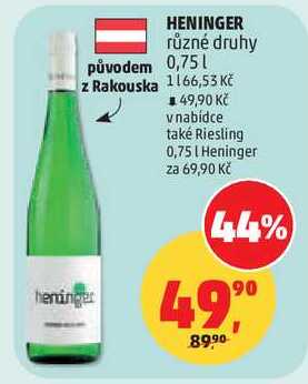 HENINGER různé druhy původem, 0,75 l