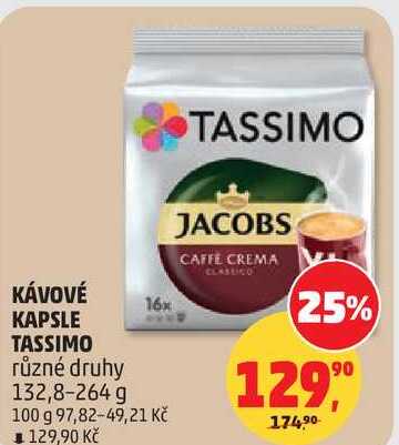 KÁVOVÉ KAPSLE TASSIMO různé druhy, 132,8-264 g 