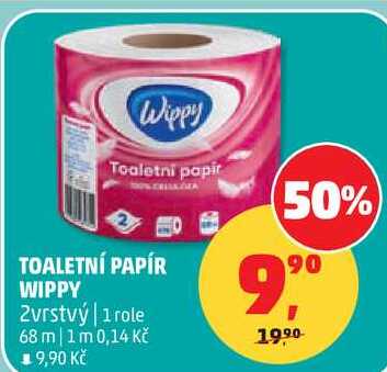 TOALETNÍ PAPÍR WIPPY 2vrstvý, 1 role 68 m