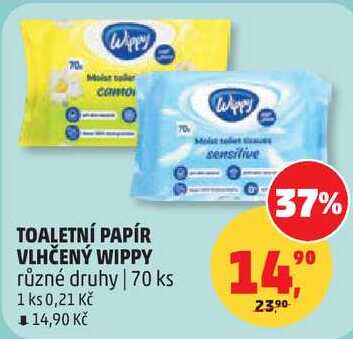 TOALETNÍ PAPÍR VLHČENÝ WIPPY různé druhy, 70 ks