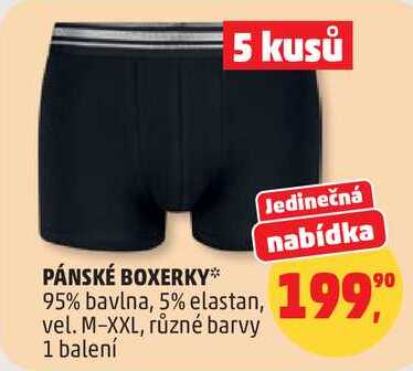 PÁNSKÉ BOXERKY 95% bavlna, 5% elastan, vel. M-XXL, různé barvy, 1 balení 