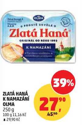 ZLATÁ HANÁ K NAMAZÁNÍ OLMA, 250 g  
