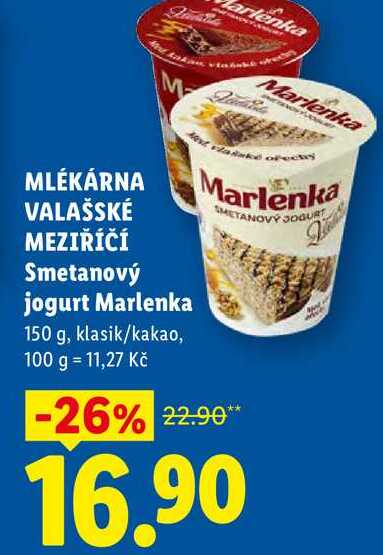 MLÉKÁRNA VALAŠSKÉ MEZIŘÍČÍ Smetanový jogurt Marlenka, 150 g  