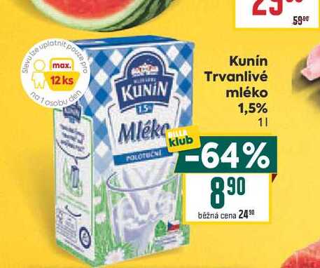 Kunín Trvanlivé mléko 1,5% 1l 