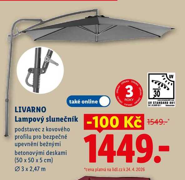 LIVARNO Lampový slunečník