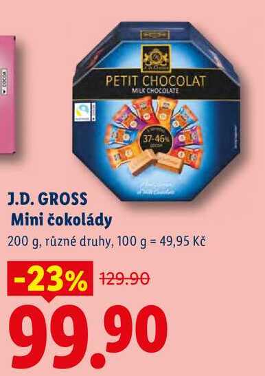J.D. GROSS Mini čokolády, 200 g