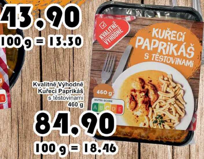 Kvalitně Výhodně Kuřecí Paprikáš s těstovinami 460 g 