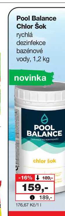 Pool Balance Chlor Šok rychlá dezinfekce bazénové vody, 1,2 kg 