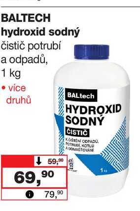 BALTECH hydroxid sodný čistič potrubí a odpadů, 1 kg 