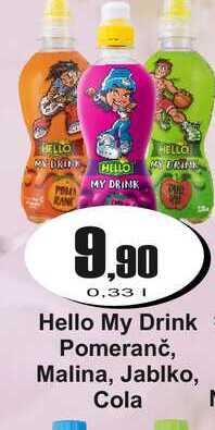 Hello My Drink Pomeranč, Malina, Jablko, Cola 0,33 L