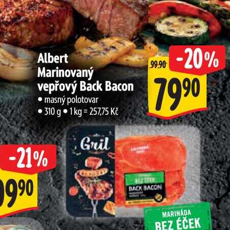 Albert Marinovaný vepřový Back Bacon 310 g
