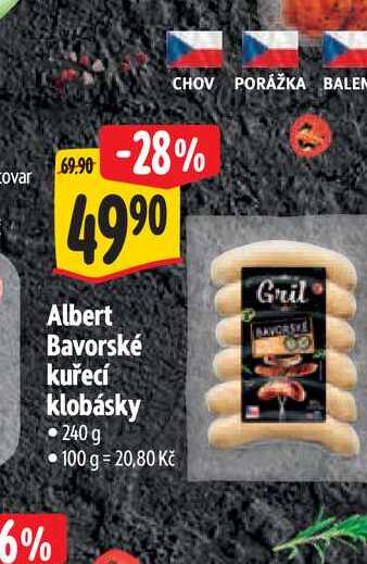 Albert Bavorské kuřecí klobásky 240g  