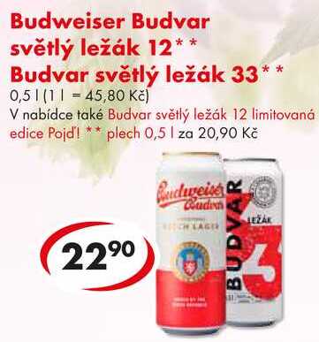 Budweiser Budvar světlý ležák 12, 0,5 l  