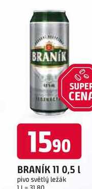 BRANÍK 11 0,5 L pivo světlý ležák plech
