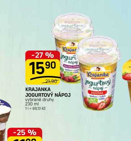 KRAJANKA JOGURTOVÝ NÁPOJ vybrané druhy 230 ml