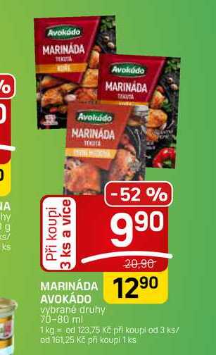 MARINÁDA AVOKÁDO vybrané druhy 70-80 ml