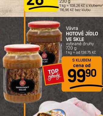 HOTOVÉ JÍDLO VE SKLE vybrané druhy 720 g 