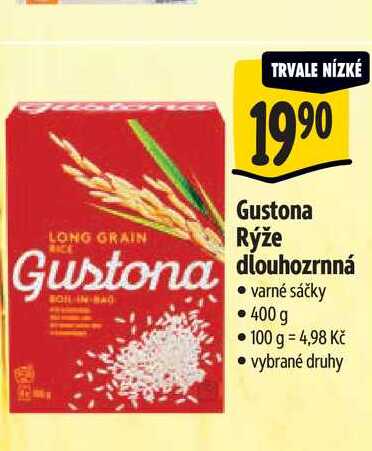   Gustona dlouhozrnná rýže varné sáčky 400 g 