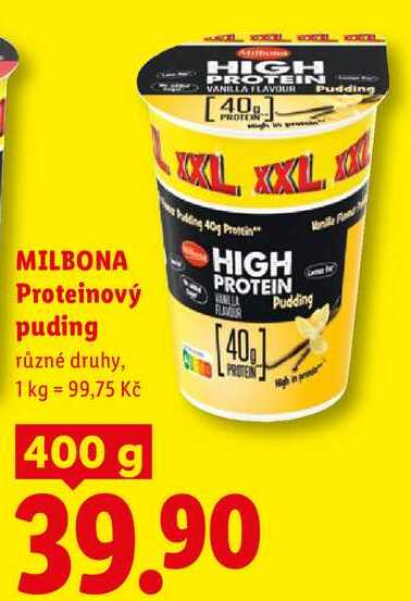 MILBONA Proteinový puding, 400 g