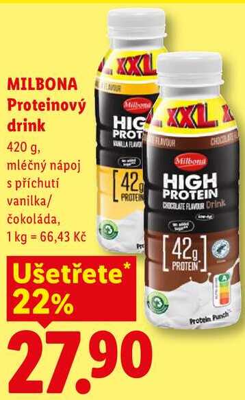 MILBONA Proteinový drink, 420 g