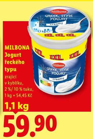 MILBONA Jogurt řeckého typu, 1,1 kg